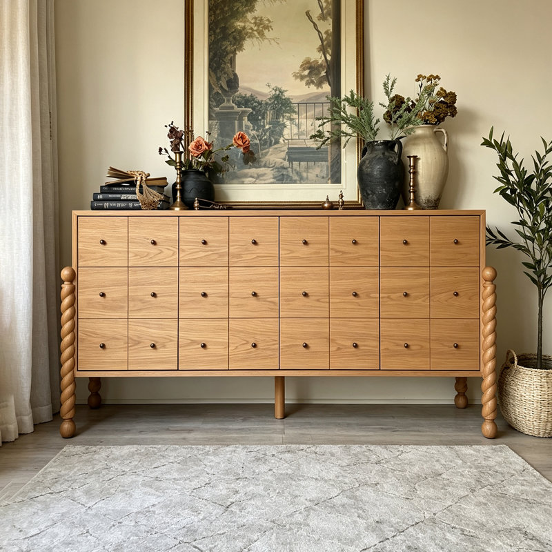 Buffet élégant de style français, H 31,5 po x l 70,87 po x P 18,9 po