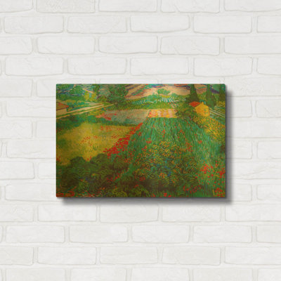 «Field With Poppies 2» par Vincent Van Gogh, art mural en métal doré, 24 po x 16 po