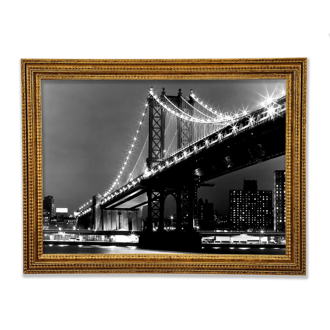 Brooklyn Bridge Nachtlichter B N W - Druck