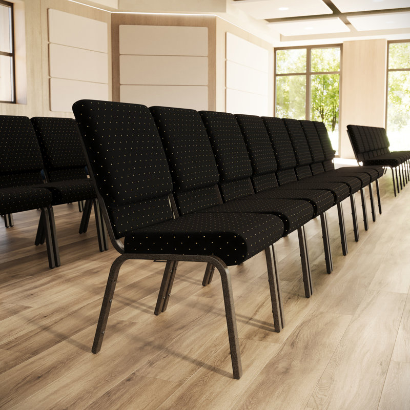 Chaise d'église empilable en tissu 18,5 po Rayleigh, Motif noir