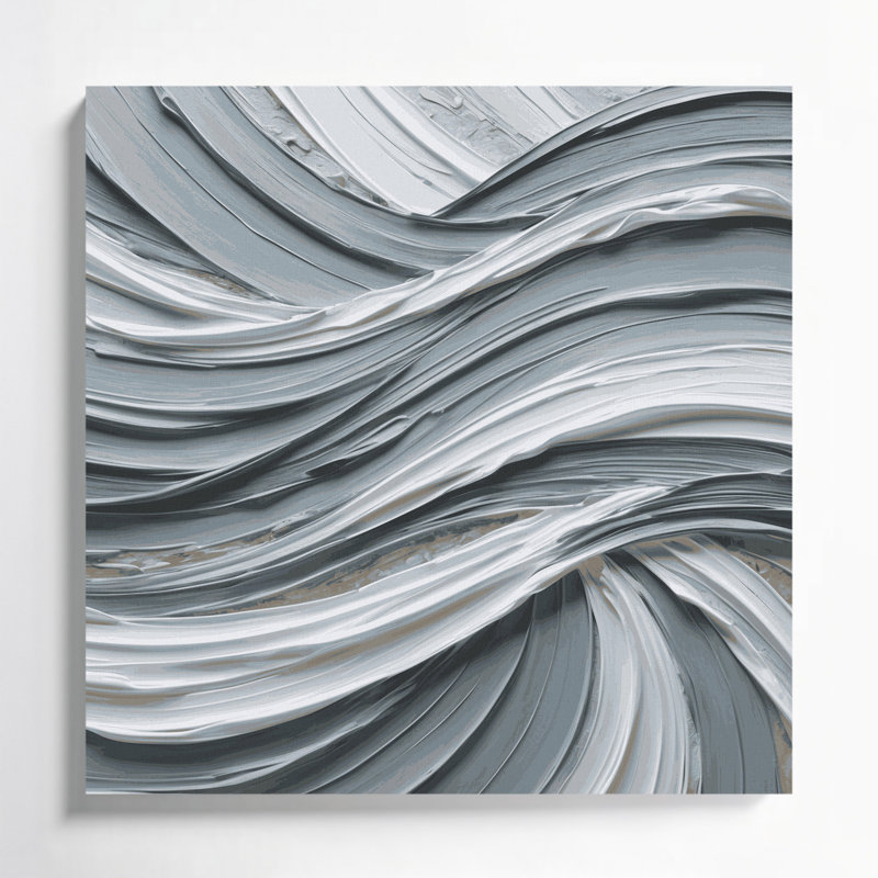Art mural sur toile horizontal gris rayé gris tourterelle, H 8 po x l 8 po