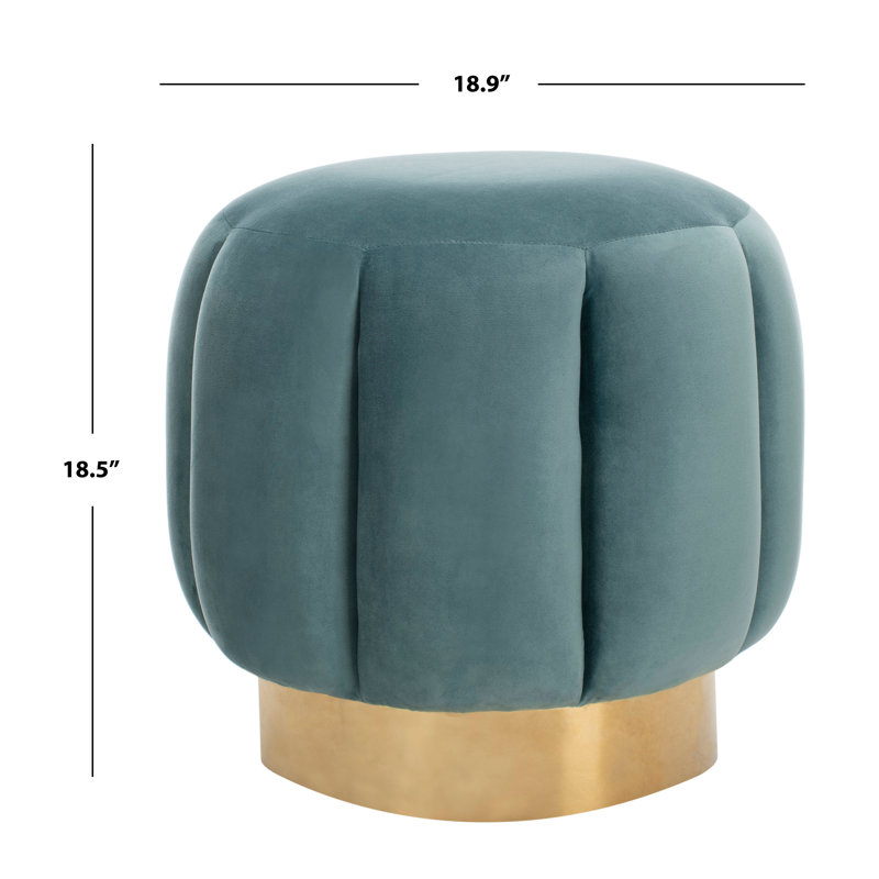 Maxine Round Ottoman, Seafoam Velvet