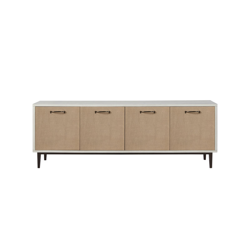 Marielle 80" Console Cabinet – Vanilla Finish, American Red Oak Storage Sideboard with Power Ready Design