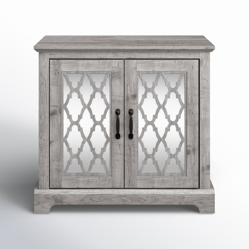 Armoire d'appoint en bois à miroir 2 portes H 29,3 "Blaire, Gris mexicain