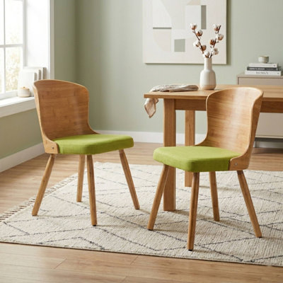 Orchard Hill Linen/Faux Leather Upholstered Dining Side Chair with Wooden Legs