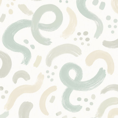 Peel and Stick Wallpaper Soft Abstract Wavy Light Mint Green White Contact Paper Removable Self Adhesive Wall Mural Wall Decor for Bedroom Kitchen Cabinets 24in x 118in