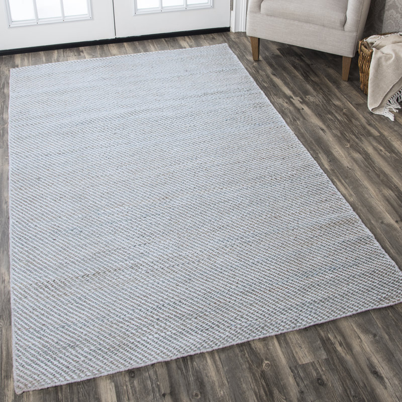 Tapis gris tissé à la main et à plat Guilford, Rectangle 5 pi x 8 pi