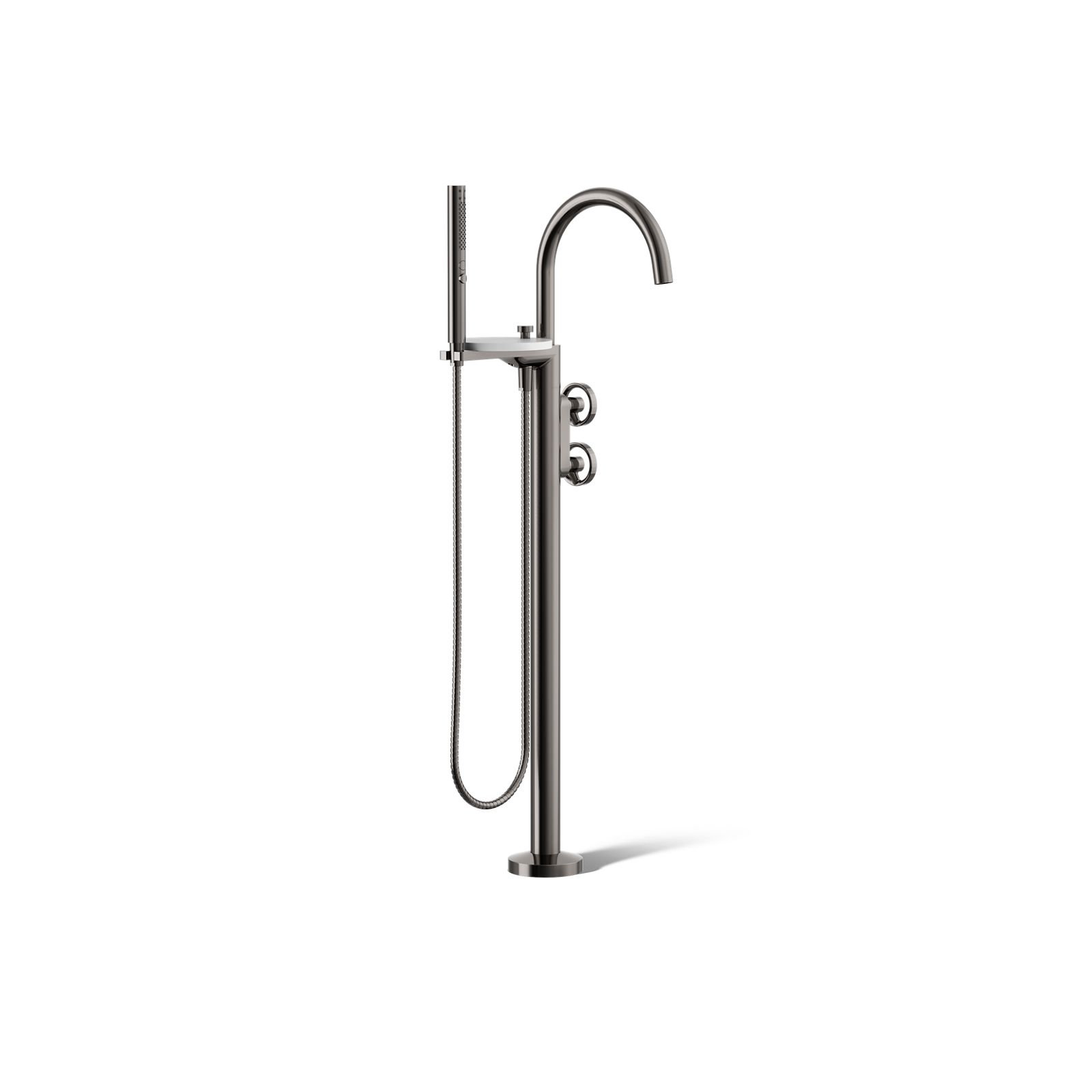 Components Floor-Mount Bath Filler Trim, Wheel Handle, Silver