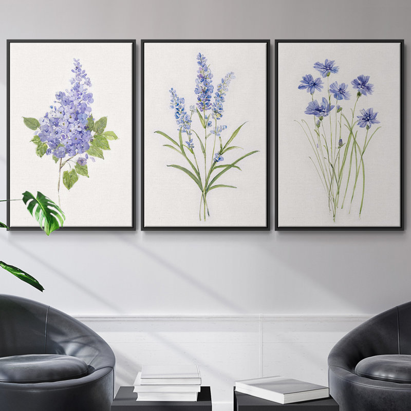 Ensemble de 3 cadres flottants sur toile, H 27 po x l 54 po, Cadre flottant noir