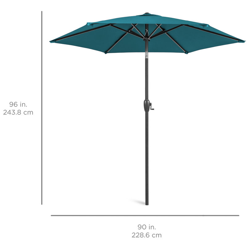 Keven 7.5ft Heavy-Duty Outdoor Market Patio Umbrella w/ Push Button Tilt, Easy Crank, Cerulean