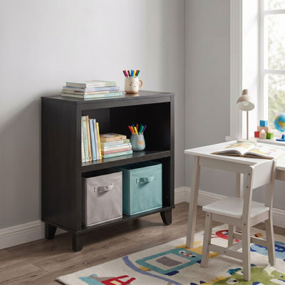 2-tier Open Bookshelf, 27.56"W Engineered Wood Storage, Shelf With Legs For Living Room, Bedroom, Home Office, Black