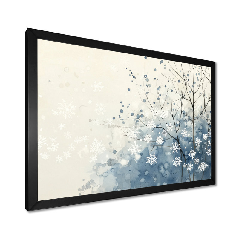 Décoration murale paysage d'hiver en flocons de neige tombant en hiver II, Reproduction encadrée d'une seule photo sans pass