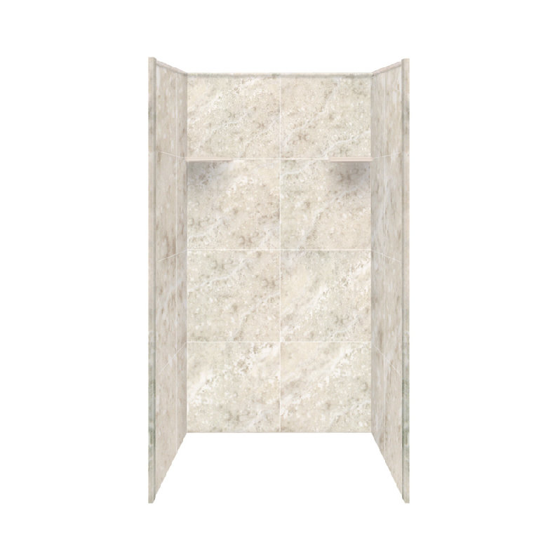Mur de douche à trois panneaux 72 po x 48 po x 36 po, Moka argent