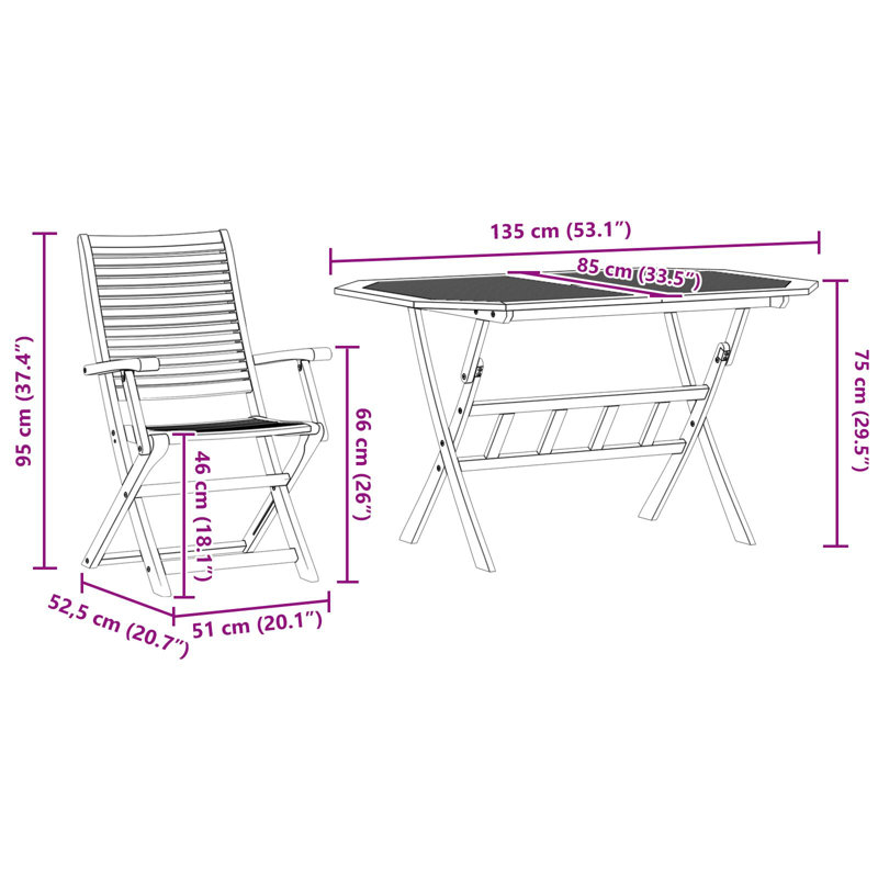 Octagonal 4 - Piece 6 - Person 135Cm L Outdoor Table Set