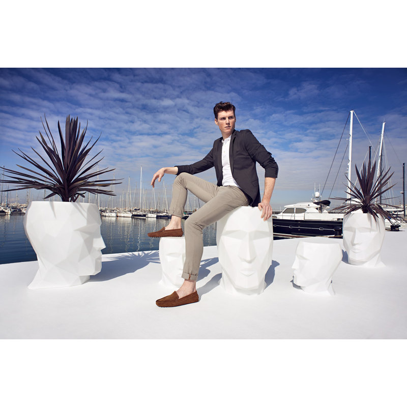 Adan Resin Statue Planter, White, 27.5" H x 19.75" W x 23.75" D