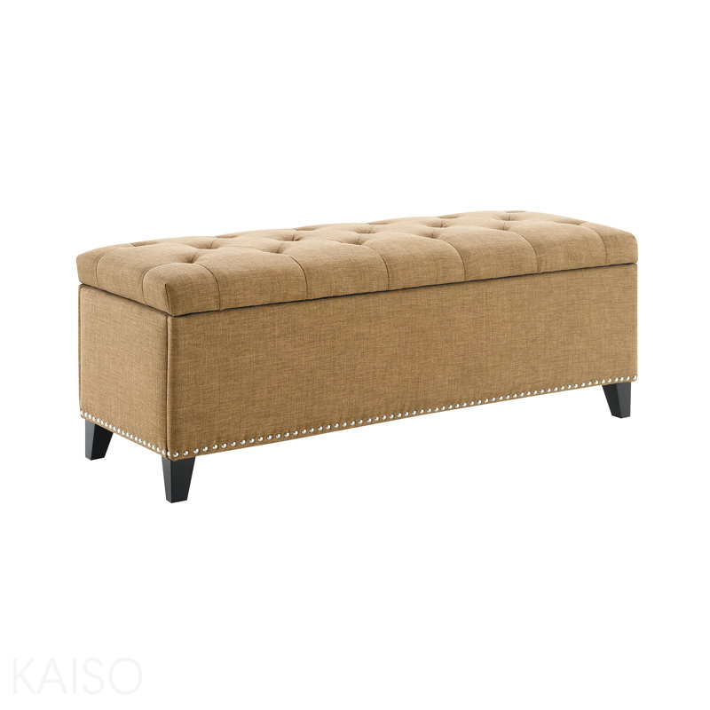 Banc de rangement avec repose-pieds et charnière de sécurité 47 po - brun