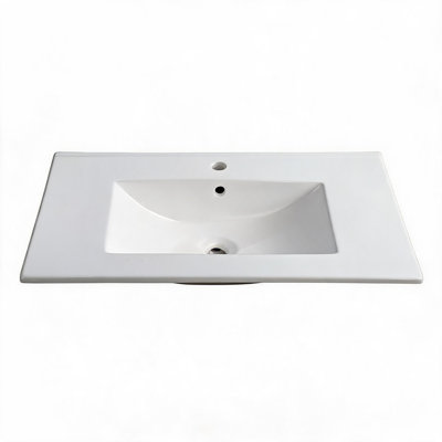 Plan de toilette en céramique blanche de 76 cm avec lavabo intégré