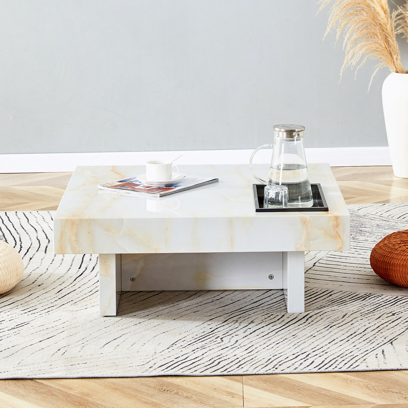 Elegance And Natural Fashion Coffee Table Made Of MDF Material With Black Patterns