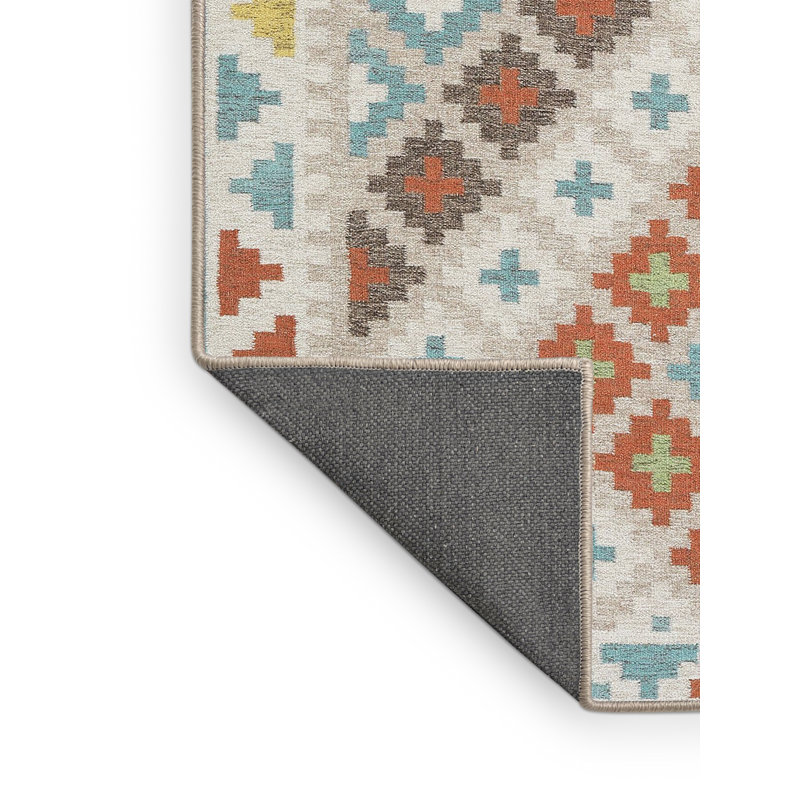 Tapis contemporain beige / brun clair / vert clair, Rectangle 2 pi x 4 pi