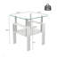 Ensemble de 2 tables à thé modernes en verre trempé, plateau en verre trempé avec panneau de fibres à densité moyenne, table basse, table de bout, table carrée, table de bout