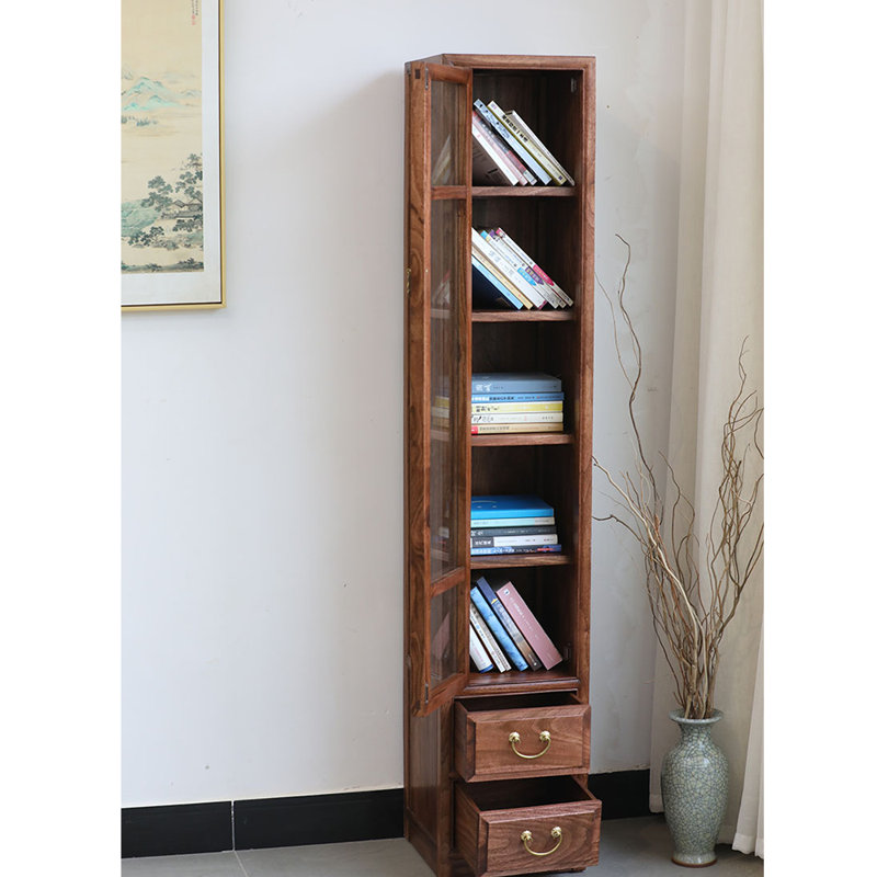 Bibliothèque de style chinois avec portes en verre