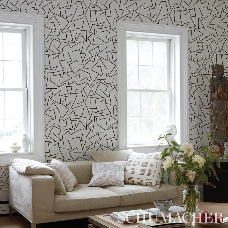 Schumacher x Hadiya Williams Tangent Wallpaper, Ivory