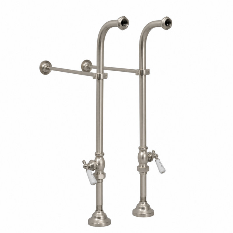 P0398 Ensemble de baignoire autoportante avec arrêts, Nickel mat