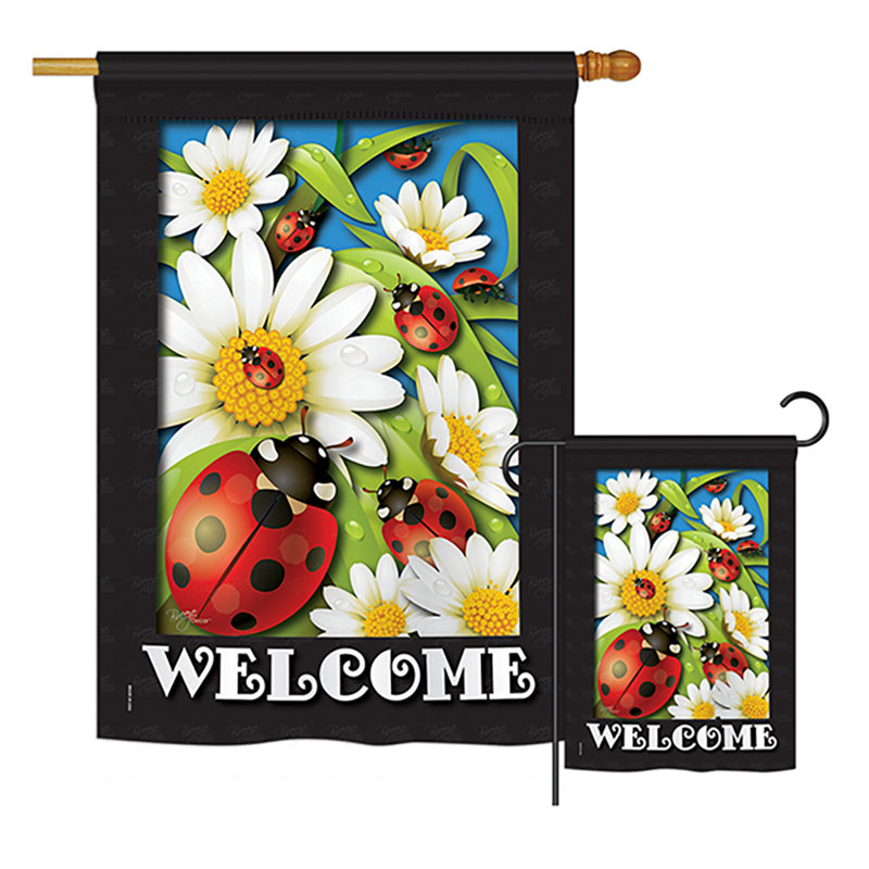 Ensemble de drapeaux en polyester 40 x 28 po Brieanna Ladybug Heaven Garden Friends