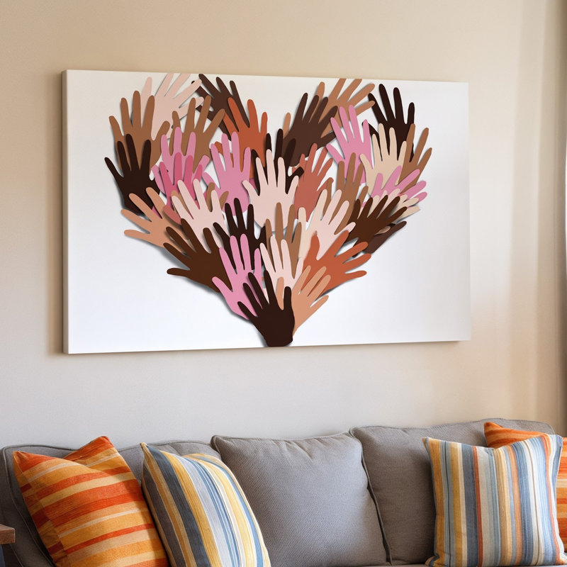 Toile, création d'une illustration mettant en vedette un grand cœur en forme d'art mural, H 20 po x l 30 po