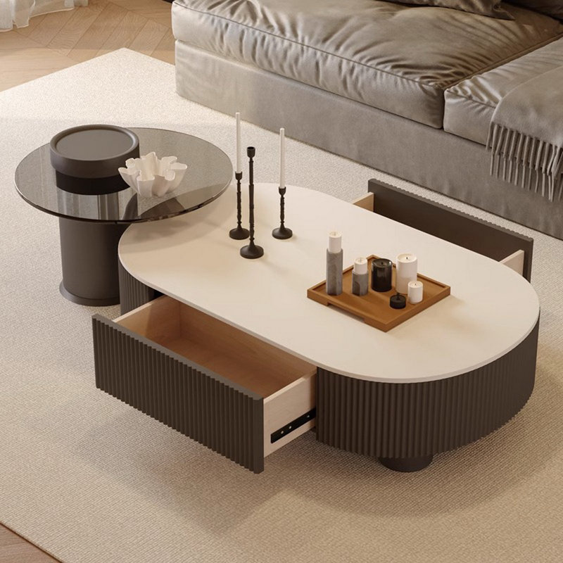 Ensemble de tables basses Modern Modern, Crème/noir