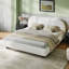 Lit plateforme Queen Size avec tête de lit incurvée 88*65*40,5 pouces, lit plateforme monobloc rembourré blanc, tête de lit rembourrée