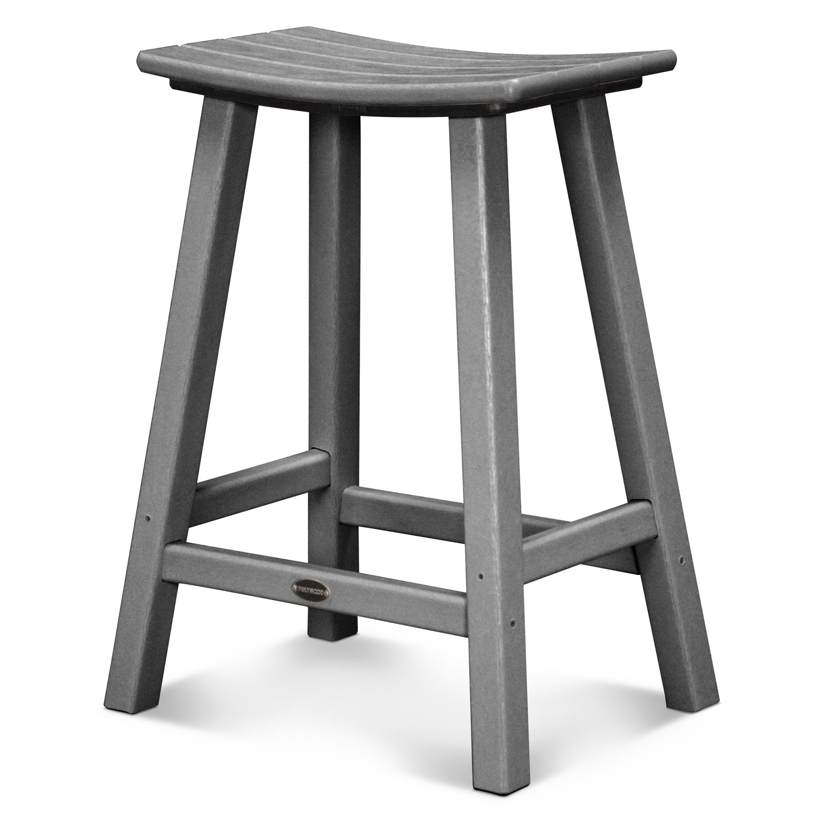 POLYWOOD Traditional Garden Patio Bar Stool, Slate Gray, 24.75" H
