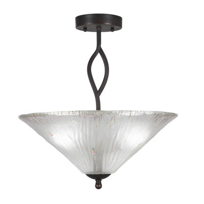 Hiroko Revo Semi-Flush Shown In Dark Granite Finish With 16" Crystal Glass