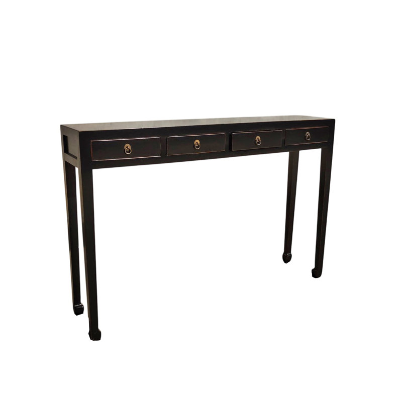 48" Long 4 Drawer Black Ming Console Table