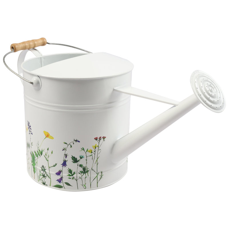 Sagebrook Home 10X20" Watering Can, White With Yellow Flower