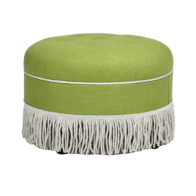 Jalani Upholstered Ottoman, Bright Chartreuse Cotton Blend