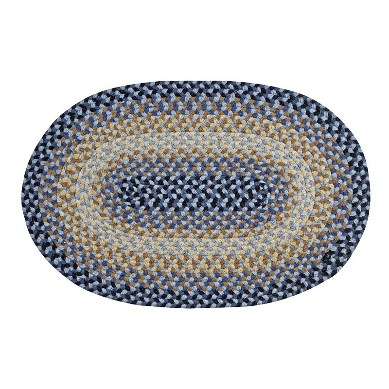 Monnie Geometric Reversible Braided Indoor Farmhouse Area Rugs, 20" x 30" Oval