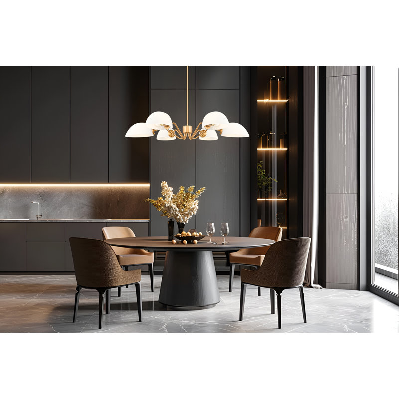 Lustre 6 lumières Justina, Or moderne