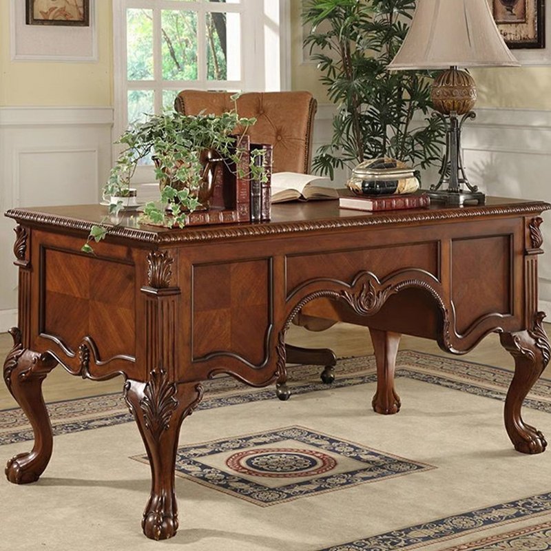 Bureau de rangement européen en bois d'hévéa, 30.7" H x 63" W x 29.5" D