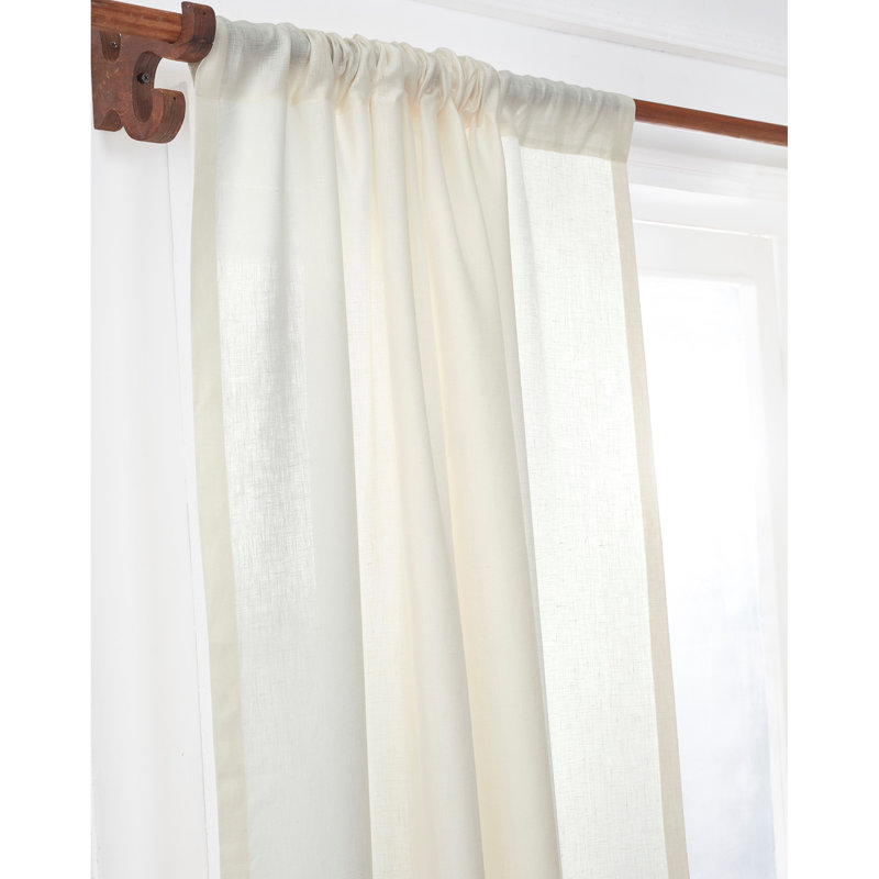 Linen Curtain with Rod Pocket, Ivory, 52" W x 144" L