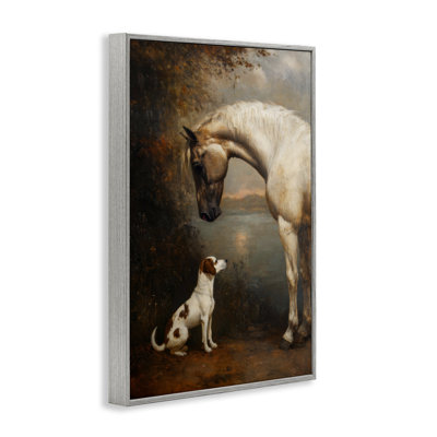 Hound & Horse Vintage View Framed Giclee, design by Petal Prints Design