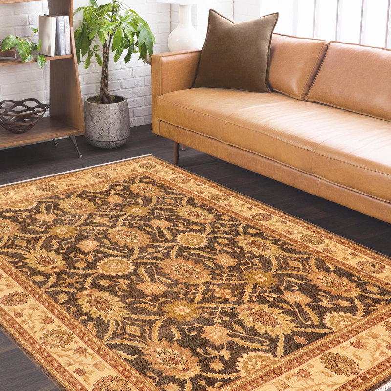 Tapis oriental gris en laine noué à la main 8 pi x 9 pi 11 po Baccio