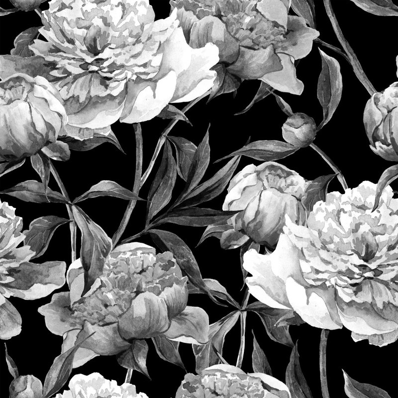 Murale pivoines, L 10,42 pi x L 10,42 pi, Vinyle