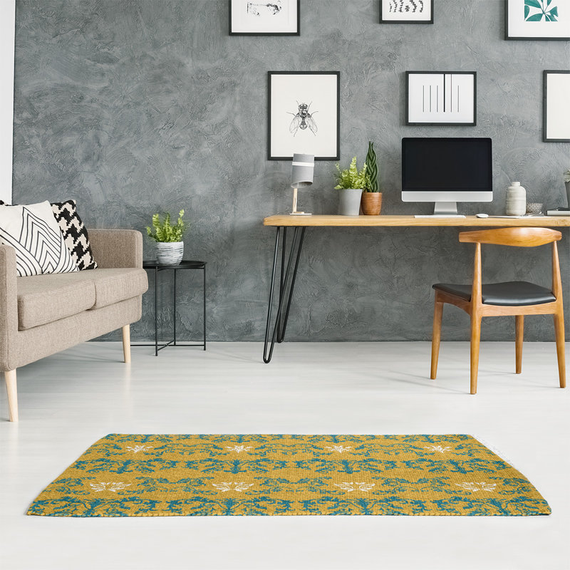 Damask Indoor Rug, Rectangle 4' x 6'