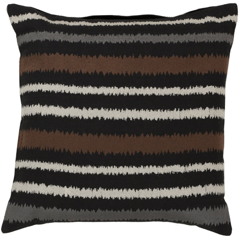 Ikat Striped Pillow Cover, 20" x 20", Black