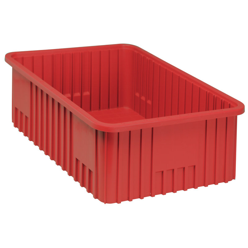 Contenant diviseur à grille, boîte de 3, H 8 po x l 17,5 po x P 22,5 po, Rouge