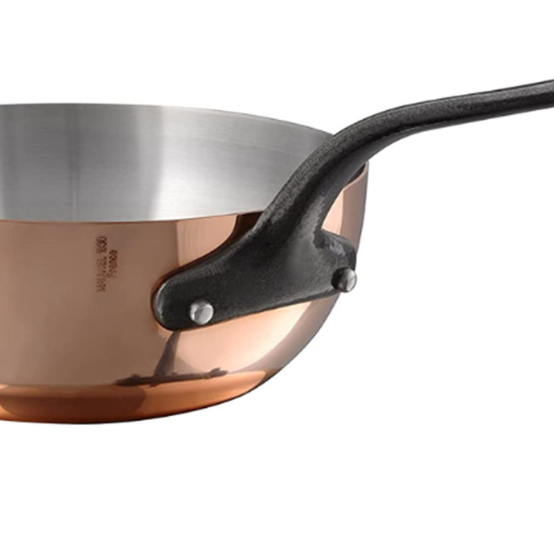 Mauviel M'Heritage 150 CI Curved Splayed Saute Pan With Cast Iron Handle, 2.1-Qt