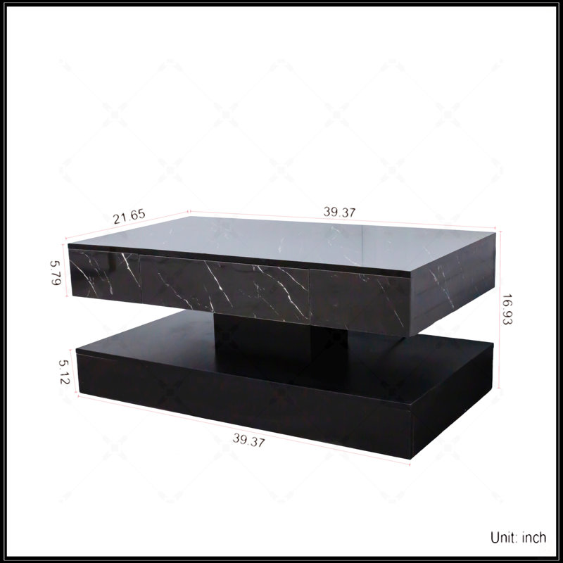 16.93In High LED Coffee Table, Black