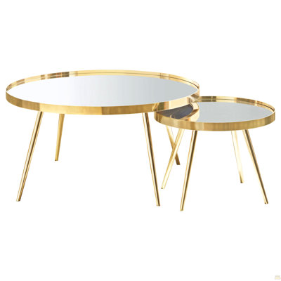 Ensemble de table basse et de table d'appoint 4 pièces Lymon Gold