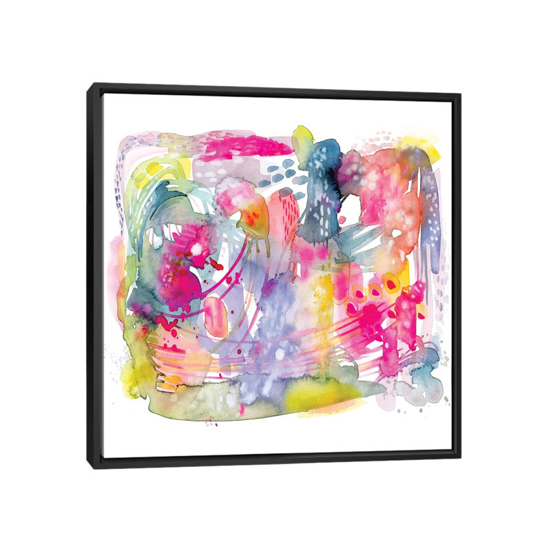 « color chaos » par stéphanie corfee, impression sur toile, H 18 po x l 18 po x P 1,5 po, Toile avec cadre noir, Pas de tapis